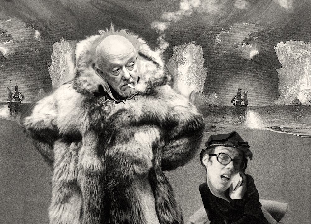 POLARFORSKEREN OG FORFATTEREN PETER FREUCHEN MED SIN 2 KONE SKUESPILLER MAGDALENE VANG LAURIDSEN.